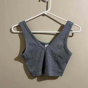 Wild Fable Gray Ribbed Crop Top